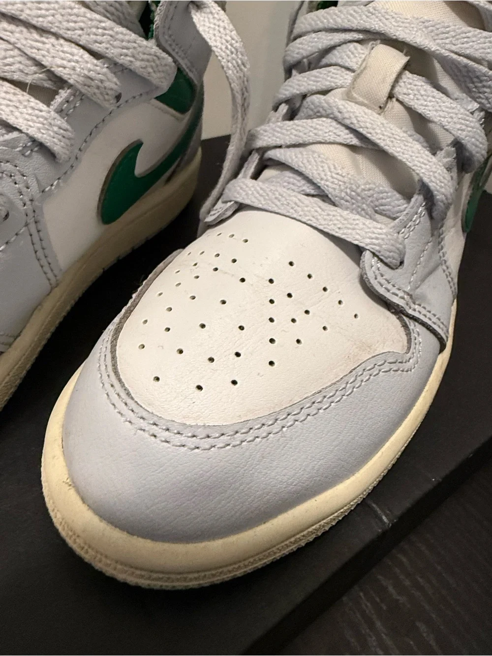 Nike Air Jordan 1 Mid White with Green Accents